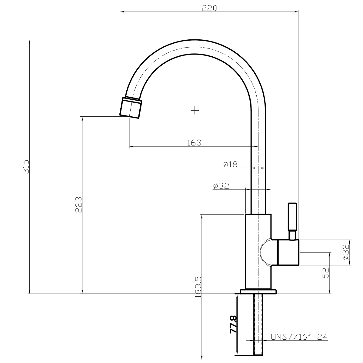 Hi Flow Filtered Water Faucet Drawing
