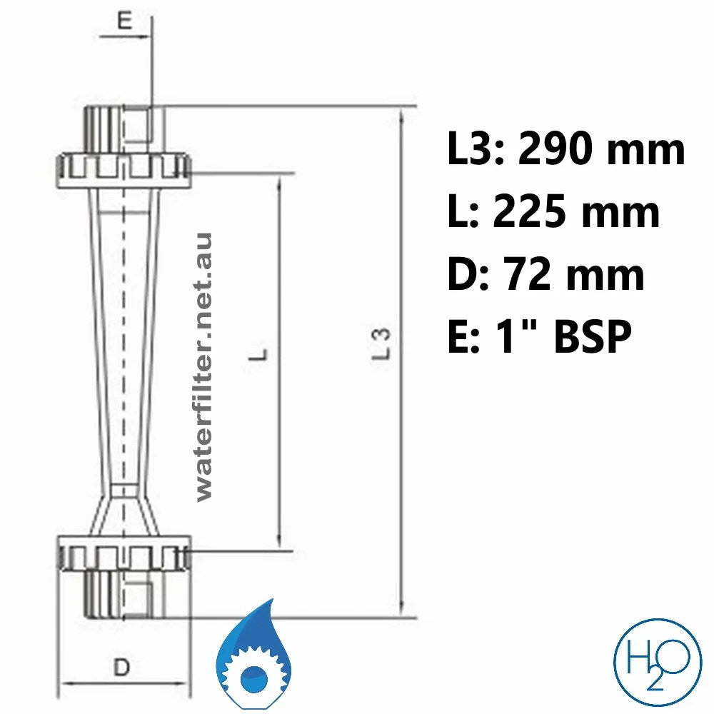 Inline Water Rotameter, 0.4-4 m3/h