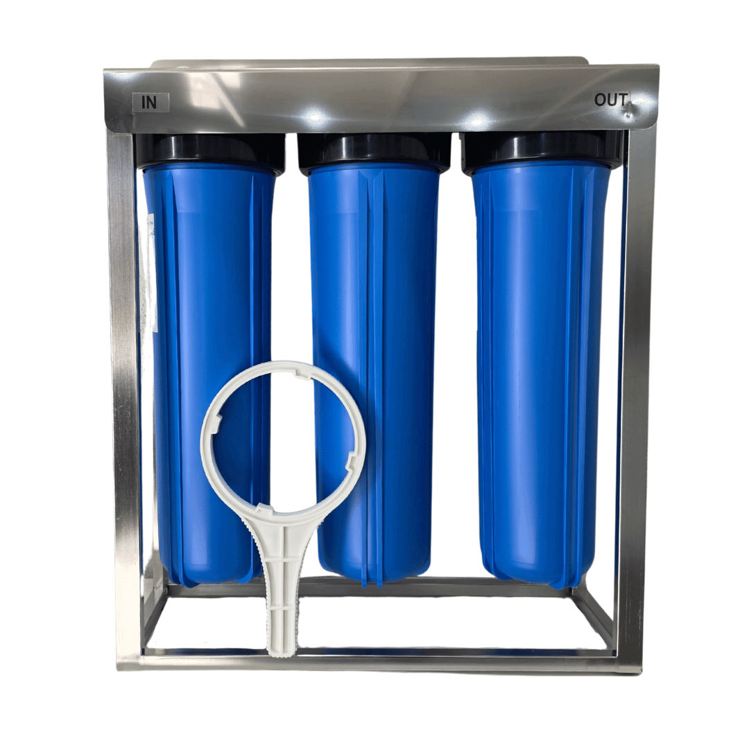 Whole House Triple Big Blue Filter 20" (Includes Pressure Gauges)