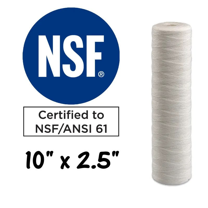 10"x2.5"x5mic String Wound Sediment Filter Cartridges (3 pcs)