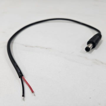 DC 5.5mm x 2.1mm male plug to bare wire (DC 5521 male to wire)