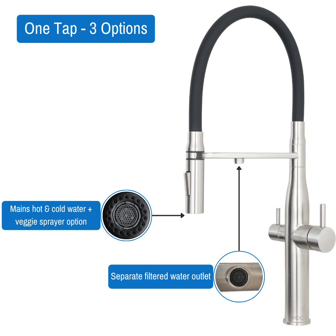 Pull Out and Veggie Sprayer 3 Way Tap