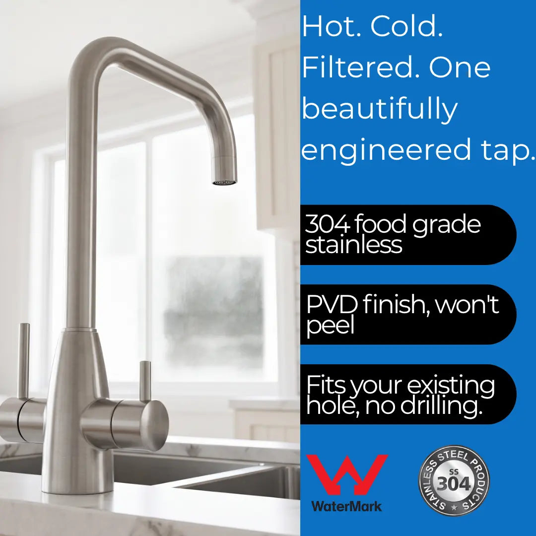 Three Way Mixer Tap - Elegant Rounded Square Neck
